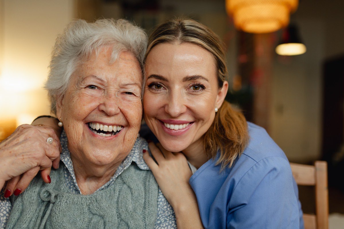 Healthcare worker with elderly patient